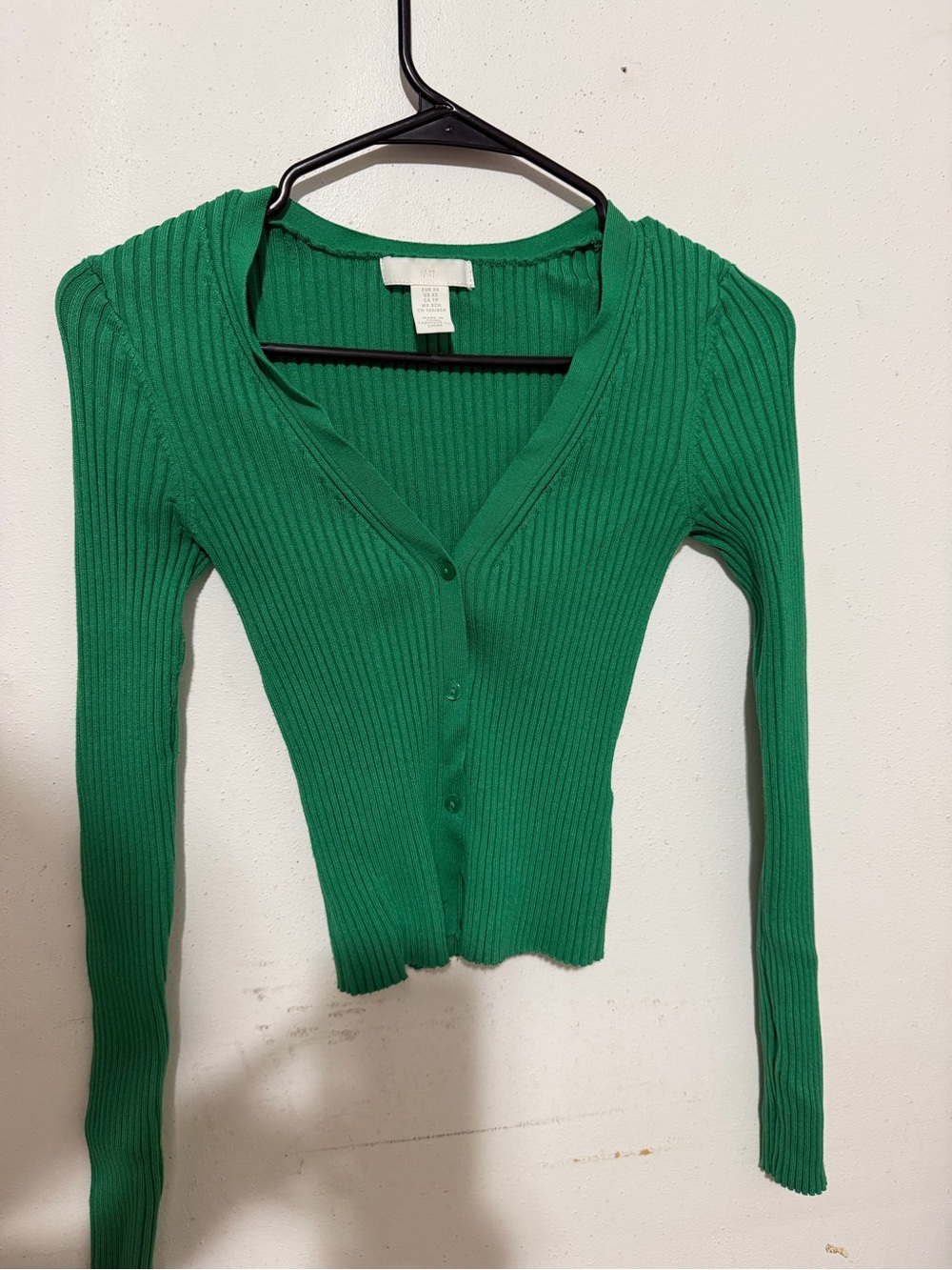 H&M Bright Green Ribbed Knit Top